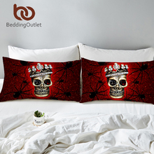 BeddingOutlet-funda de almohada con diseño de calavera y araña para el cuello, cubierta de almohada para cama, color rojo sangre, ropa de cama para dormitorio y el hogar, 2 piezas 2024 - compra barato
