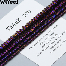 WLYeeS-Cuentas redondas planas facetadas de hematita púrpura, abalorios de piedra natural de 3-10mm, pulsera de joyería, accesorios de fabricación 2024 - compra barato