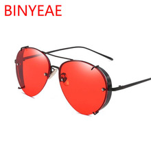 Óculos de sol quadrados femininos, design de marca vintage hipster, óculos de sol de steampunk de metal vermelho para mulheres, de luxo 2024 - compre barato