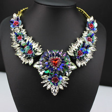 2018 Wild geometric necklace WomanBib Statement Colorful Shourouk New Design Luxury Rainbow Multi Crystal necklace Collar 650 2024 - buy cheap