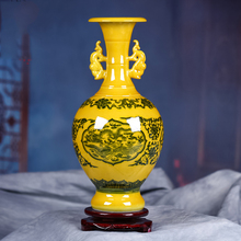Винтажная керамическая ваза, украшение для дома, старинная желтая Хрустальная глазурь, фарфоровая ваза, цветочное украшение, предметы интерьера 2024 - купить недорого