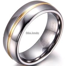 8mm Width Mens Gold Inset Tungsten Carbide Ring Aniversary Engagement Tungsten Wedding Rings Mens Male Jewelry Gifts 2024 - buy cheap