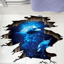Дельфин 3D обои для ванной, украшение, настенная наклейка, Современный домашний декор, наклейки на пол, потолок, клей, постер, фреска 2024 - купить недорого