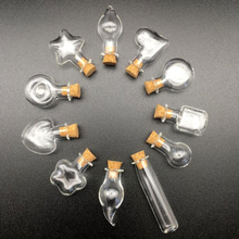10 peças mini garrafa de vidro com pingente de cortiça, garrafa de vidro em formato de gota com estrela e coração para desejos, frasco de óleo essencial de cortiça 2024 - compre barato