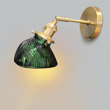 Lámpara de pared de estilo nórdico para interiores, candelabro de vidrio de latón nórdico, color verde, para dormitorio, mesita de noche, baño, escalera y balcón 2024 - compra barato