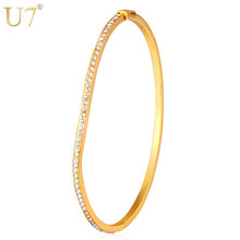 U7 Gold/Silver Color Jewelry Bangle For Women Fashion Jewelry Wholesale Rhinestone Wave Shape Bracelet  H769 2024 - buy cheap