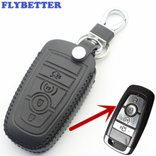 FLYBETTER Genuine Leather 4Button Remote Smart Key Case Cover For Ford Fusion/New Mondeo/Edge/Expedition Car Styling L69 2024 - buy cheap