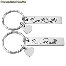 Personalized Master Custom Key Chain Heart Rectangle Keychain Stainless Steel Engraved Names Keyring Valentines Anniversary Gift 2024 - buy cheap