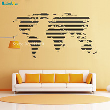 Horizontal Line World Map Vinyl Wall Sticker Simple and Stylish Art Decals Cool Decor Living Room Removable Murals YT745 2024 - buy cheap