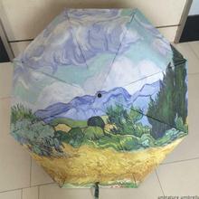 Chinês tradicional pintura a óleo guarda-chuva colorido flor girassol sol anti-UV Mulheres guarda-chuva campo de trigo Com Ciprestes 2024 - compre barato