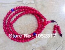 Cuenta rojo de cuentas 108, hilo budista de Coral, oración, Mala, cuentas para brazalete ajustable 108 2024 - compra barato