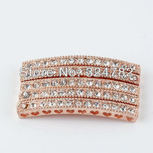 25pcs Rose Gold Metal White Crystal Rhinestones Bar / tube Connector Beads For making Bracelet 2024 - купить недорого