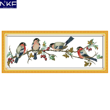 NKF Bullfinches Cross Stitch Pattern Handmade Craft Needlework Embroidery Kit Animal Cross Stitching Set for Home Decor 2024 - buy cheap