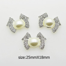Novos botões de metal 10 pcs, 25mm x 18mm botões em diamante de borboleta de pérola, laço para cabelo de casamento flor centro diy acessórios artesanais. 2024 - compre barato