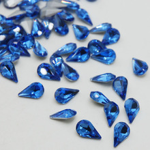 Strass de cristal para decoración, estrás en forma de pera, Lágrima de Color azul claro, 5x8mm ~ 8x13mm, 100 Uds., parte trasera en punta de cristal 2024 - compra barato