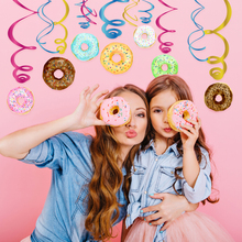 Donut meninas tema festa de aniversário favores descartáveis utensílios de mesa conjuntos rosa doce rosquinhas decorações de festa do chuveiro do bebê fontes 2024 - compre barato