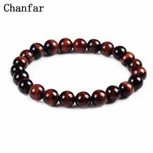 Chanlong pulseira de pedra natural 8mm lava olho de tigre, bracelete de buda para yoga esticável para homens e mulheres 2024 - compre barato