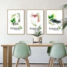 Póster Artístico de pared para decoración del hogar, pintura de lienzo impreso para sala de estar y dormitorio, estilo pintado a mano, flor Tropical 2024 - compra barato