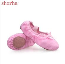 New Satin Canvas Pointe Shoes Girls flat canvas shoes Bow Girls Women's Pink Professional Ballet Dance Pointe Toe Shoes 2024 - buy cheap