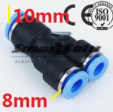 Free Shipping 10pcs/lot PW10-08 Plastic Air Fitting Connector , Pneumatic Y Union Tee Reducer 10mm To 8mm Tube Fitting 2024 - buy cheap