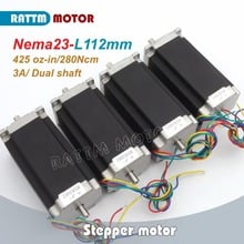 USA Free shipping 4 pcs NEMA23 425 Oz-in CNC Dual shaft stepper motor/3.0A  57x112 Length 3.0A for CNC Router Engraving  2024 - buy cheap