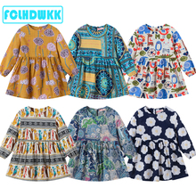 FCLHDWKK-vestidos de primavera para niña, ropa de manga larga con estampado de flores, ropa bonita para niños y niñas, vestido de algodón para niños 2024 - compra barato