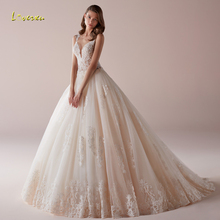 Loverxu Sexy Illusion Sweetheart A Line Wedding Dresses 2022 Spaghetti Straps Appliques Beaded Sweep Train Vintage Bridal Gowns 2024 - buy cheap