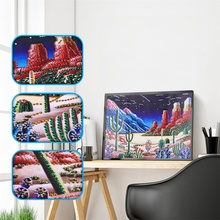 5D Diy Diamond Painting Cross Stitch Desert At Night Cactus Hill Needlework Diamond Embroidery Special Shaped Decoration Resin 2024 - buy cheap