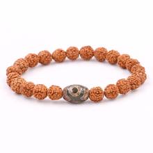 Natural Rudraksha Seed With Tibetan Buddhism Dzi Eye Beads Bracelet For Men Women Wholesale New Mala Healing Lucky Jewelry 2024 - buy cheap