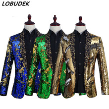 Sparkly Sequins 6 Colors Blazers Coat Men Stage Costume High quality Fashion Popular Jacket Outerwear Prom Singer Host Clothing 2024 - buy cheap