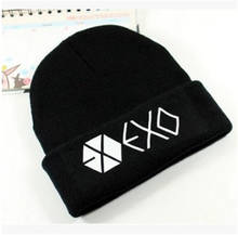 EXO kpop Women's beanies hat with winter hats unisex black flexible outdoor snow caps Hip Hop Skullies Cap k-pop exo Warm daily 2024 - buy cheap