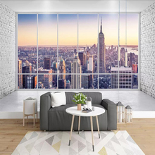 Papel tapiz decorativo de serie 3D para balcón, ventana, ciudad, paisaje de tiro alto, TV, Fondo de pared 2024 - compra barato