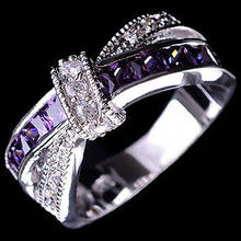 New Arrival Women's Fashion Silver Plated Purple Ring Zircon Wedding Bague Jewelry 2024 - buy cheap