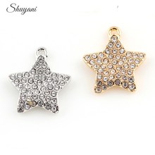 22*20mm pingente pingente estrela cristal cor dourada prata faça você mesmo pingente artesanato amuletos 2024 - compre barato