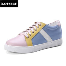 {Zorssar} 2018 Genuine cow Leather women shoes sneakers Casual flats sport shoes Fashion Mixed colors Casual Female flat shoes 2024 - buy cheap