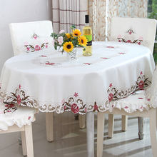 Toalha de mesa bordada floral de cetim, europa, poliéster, bordado, floral, à prova d'água, óleo, para decoração de casa, cozinha 2024 - compre barato