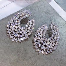 45mm Original  Luxury Popular Geometry Flower Full Mirco Paved Cubic Zirconia  Wedding Large Earring Fashion Jewelry E6765 2024 - купить недорого