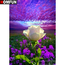 HOMFUN-pintura de diamante 5D DIY "paisaje de flores", cuadrados o redondos de imitación bordado de diamantes, estilo punto de cruz 3D, decoración del hogar, A19621 2024 - compra barato