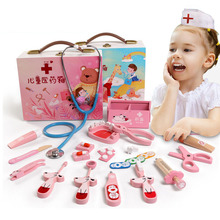 Conjunto de brinquedos para crianças, cuidado com a vida real, cosplay, caixa de medicamentos portátil, brinquedo de madeira para crianças 2024 - compre barato