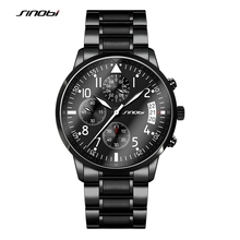 SINOBI-Reloj de pulsera deportivo para hombre, cronógrafo de cuarzo, de acero negro, mejores marcas de lujo 2024 - compra barato