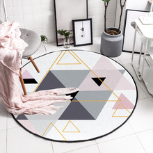 De moda contratado Nordic gris Rosa alfombra redonda de cristal de la habitación dormitorio alfombra sofá suave y grueso alfombra piso tapete alfombra para el salón 2024 - compra barato