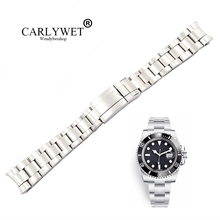CARLYWET-pulsera de plata cepillada para reloj, pulsera de correa de acero inoxidable sólido 316L, 20, 21mm, venta al por mayor, GMT 2024 - compra barato