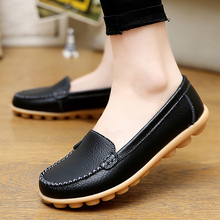 Genuine Leather Shoes Woman Soft Boat shoes for Women Flats shoes Big size 35-44 Ladies Loafers Non-Slip Sturdy Sole 2024 - buy cheap