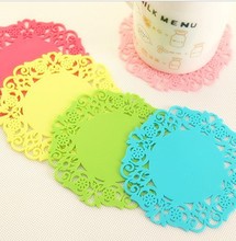 Free Shipping! 3pcs/lot Round Flower Lace Design Non-slip Silione Cup Coaster Non-slip Mats & Pad Table Placemat Hot Selling! 2024 - buy cheap