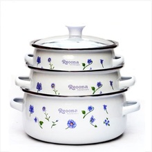 free shipping enamel cooking pots set 3 mini casserole with glass cover  stew pot soup pot milk pot 16/18/20cm 2024 - buy cheap