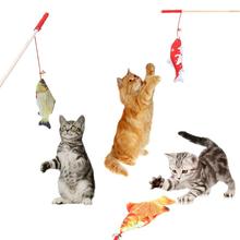 Деревянная кошка-удочка, плюшевая, плюшевая, чучела, рыба, колокольчик, игрушки для кошек, котят, интерактивная игра, изделия для домашних кошек 2024 - купить недорого