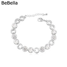 BeBella-pulsera chapada en rodio para niña, colgante de cristal, hecho con cristales checos, regalo de Navidad, 5 colores 2024 - compra barato