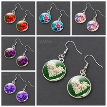 Pendientes de margaritas y rosas para mujer, aretes de flores de Sakura, cabujones de cristal, joyería de moda, regalos 2024 - compra barato