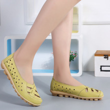 Zapatos planos transpirables de piel auténtica para Mujer, mocasines suaves, informales, sin cordones, color blanco 2024 - compra barato