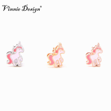 Vinnie Design Jewelry 8mm Lovely Unicorn Slide Charms fit on Stainless Steel Wrap Bracelets 10pcs/lot 2024 - buy cheap